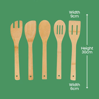 Bamboo Cooking Utensils Set - 5pcs - Waha Lifestyle