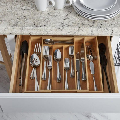 Bamboo Expandable Cutlery Tray - Waha Lifestyle