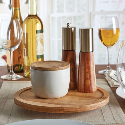 Bamboo Lazy Susan Turntable Organizer - Brown - Waha Lifestyle