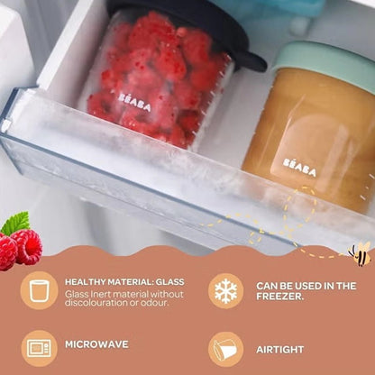 Glass Baby Food Container for Purees &amp; Weaning Meals - 250ml