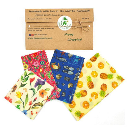 Bee Zero Waste Beeswax Wraps Set Of 4 - Waha Lifestyle