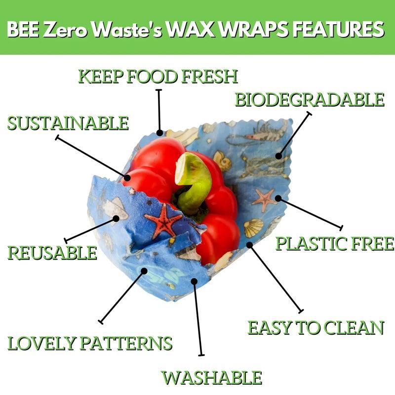 Bee Zero Waste Beeswax Wraps Set Of 4 - Waha Lifestyle