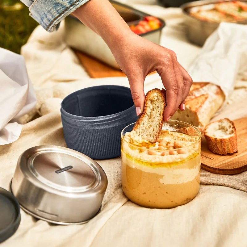 Leakproof Glass Lunch Pot with Protective Case - Large - Slate