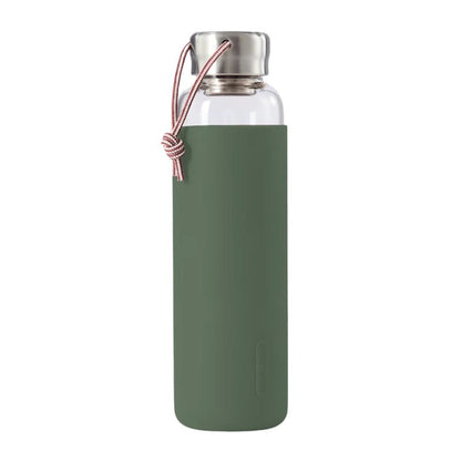 Leakproof Glass Water Bottle with Protective Silicone Sleeve - 600ml