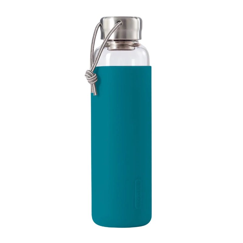 Leakproof Glass Water Bottle with Protective Silicone Sleeve - 600ml