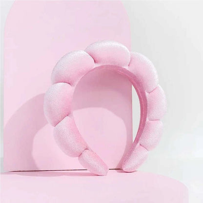 Pink Cloud Plush Spa Headband for Skincare