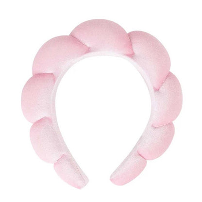 Pink Cloud Plush Spa Headband for Skincare