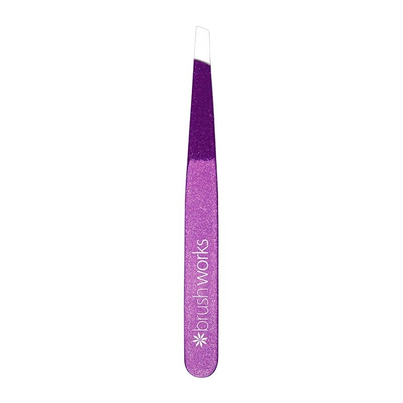 Precision Slanted Tweezer for Eyebrows &amp; Fine Hairs - Glitter Purple