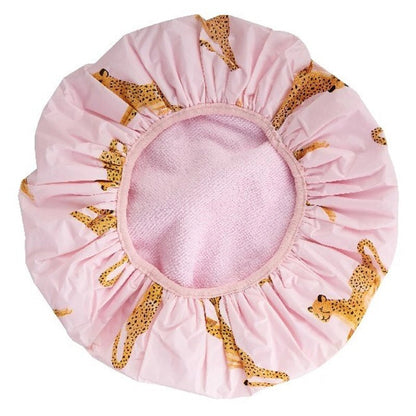 Reversible Microfibre Shower Cap - Leopard Print