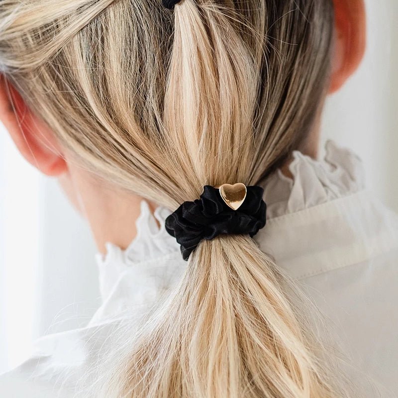 Hair/ Wrist Band Set - Gold &amp; Black - 2pcs