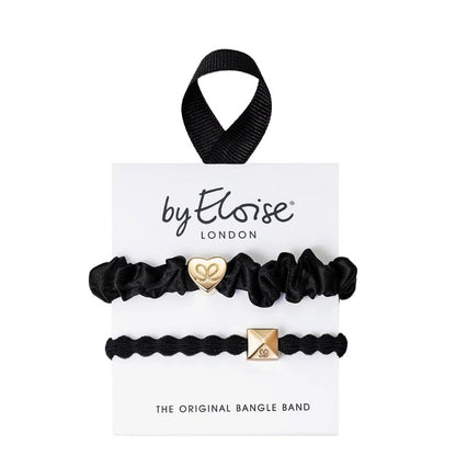 Hair/ Wrist Band Set - Gold &amp; Black - 2pcs