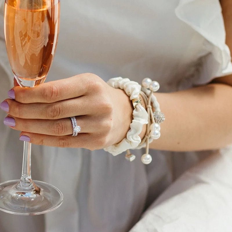 Hair/ Wrist Band Set - White Party - 3pcs