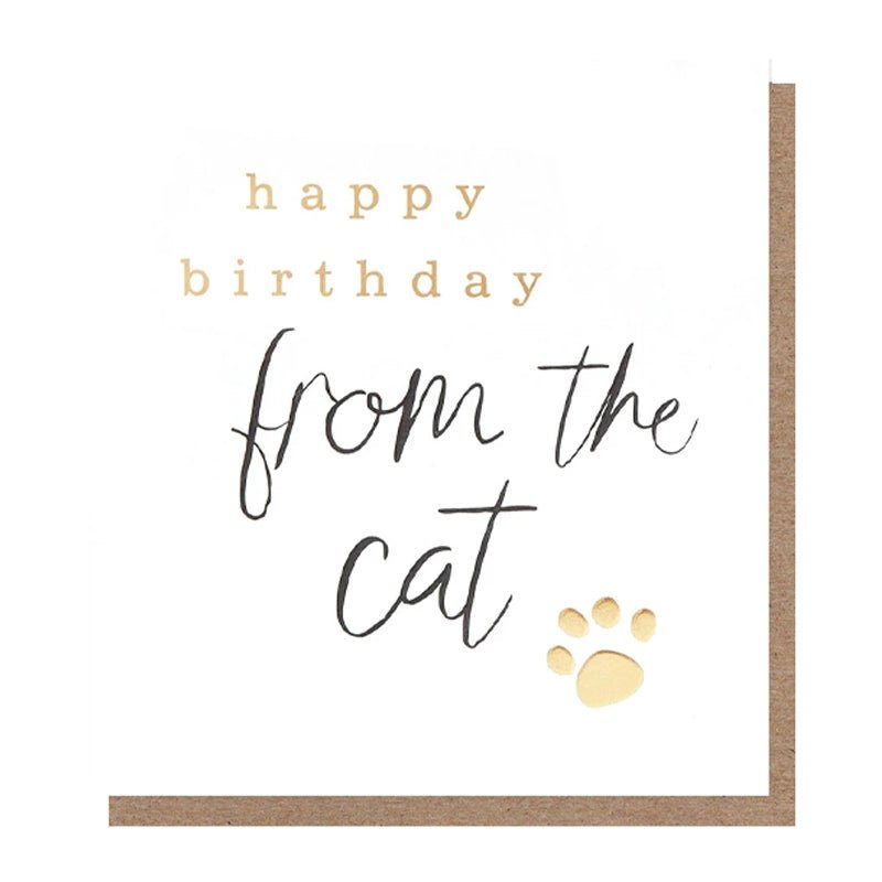 Birthday Card from the Cat or Dog - Gold Foil Paw Print