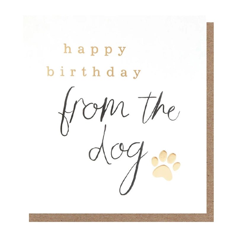 Birthday Card from the Cat or Dog - Gold Foil Paw Print