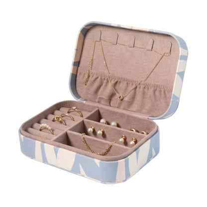 Blue Checkmate Hearts Jewellery Box with Ring Roll &amp; Necklace Hooks