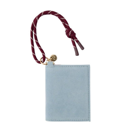 Blue Velvet Wristlet Card Holder Purse with 4 Card Slots
