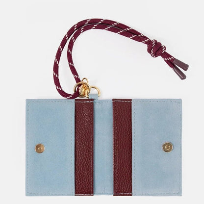 Blue Velvet Wristlet Card Holder Purse with 4 Card Slots