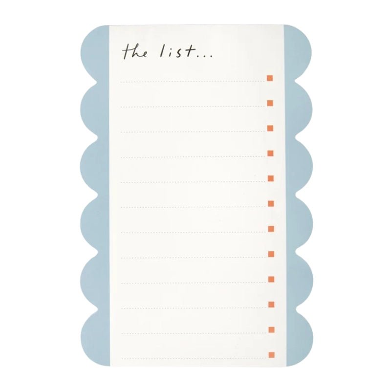Blue &amp; Wine Scallop Edge List Pad - 60 Pages with Tick Boxes