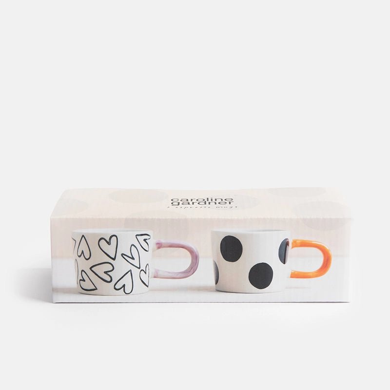 Ceramic Espresso Cups with Elongated Handles - Set of 2