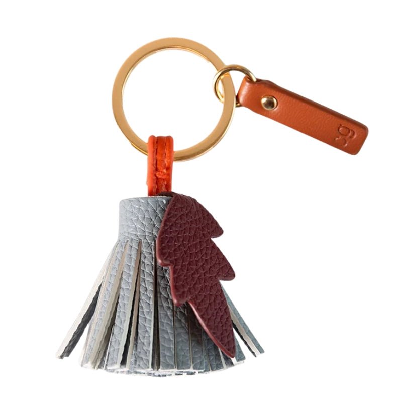 Floral Tassel Keyring &amp; Bag Charm - Blue &amp; Wine