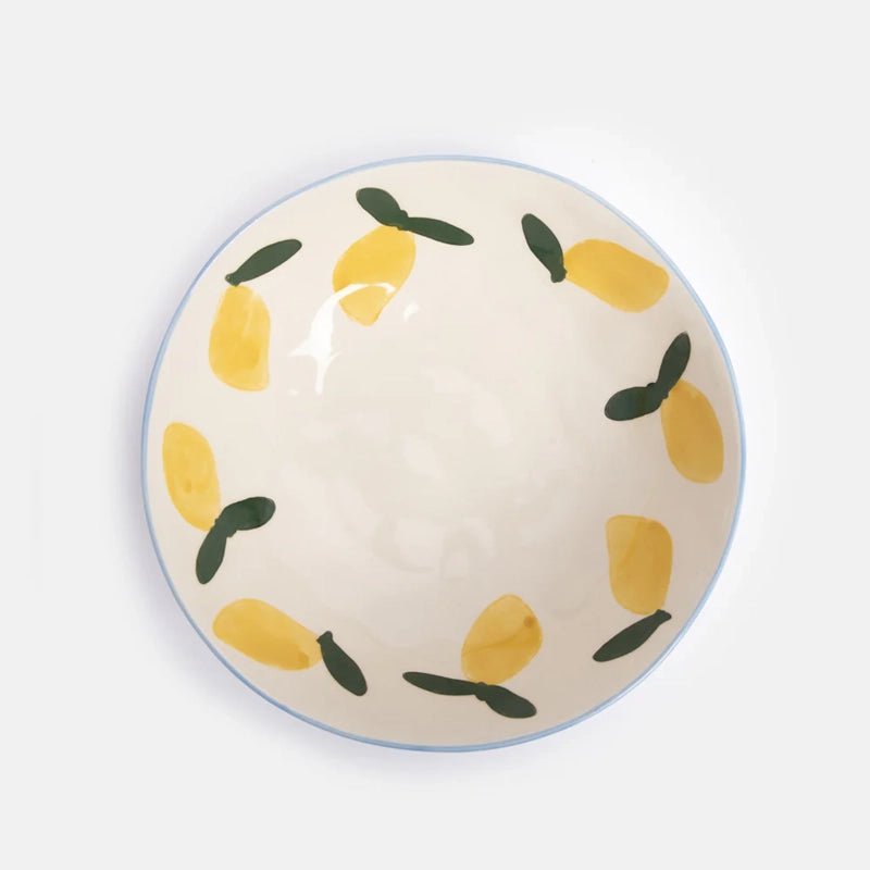 Hand-painted Blue Lemons Ceramic Bowl