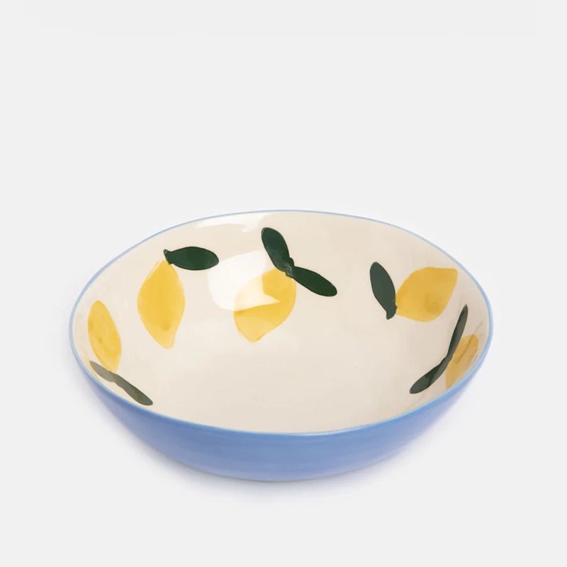 Hand-painted Blue Lemons Ceramic Bowl