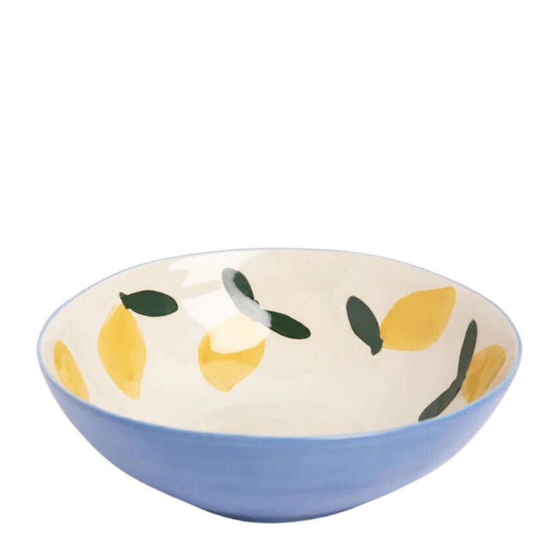 Hand-painted Blue Lemons Ceramic Bowl