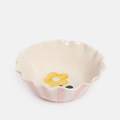 Hand-painted Scalloped Ceramic Cereal Bowl