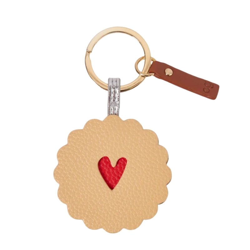 Jam Biscuit Keyring with Red Heart - Fun Gift for Food Lovers