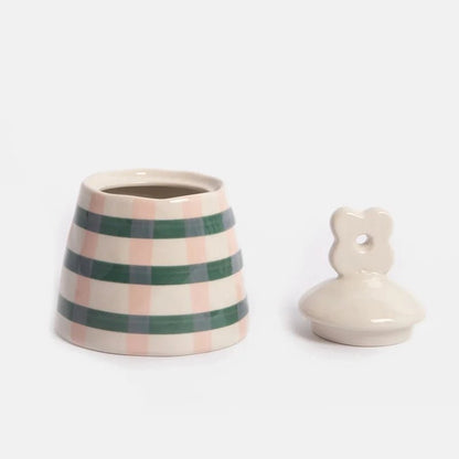 Mono Stripe Stoneware Pot