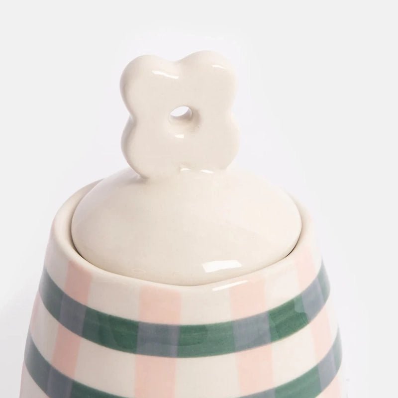 Mono Stripe Stoneware Pot