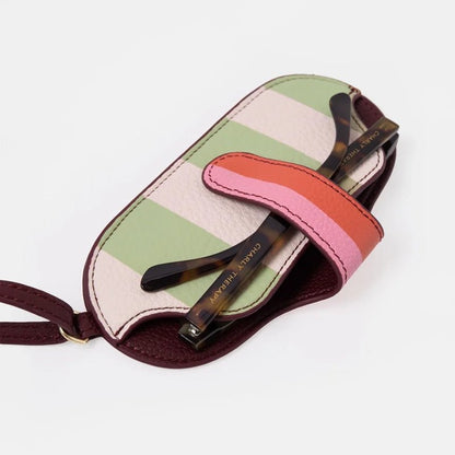 Orange, Pink &amp; Green Stripe Slim Glasses Case with Strap
