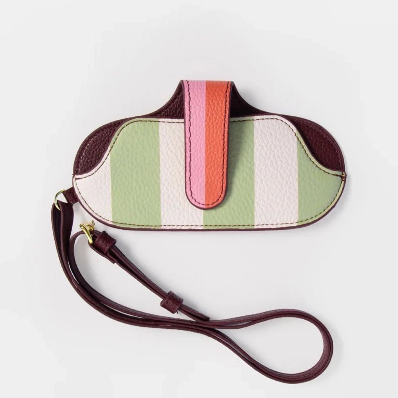 Orange, Pink &amp; Green Stripe Slim Glasses Case with Strap