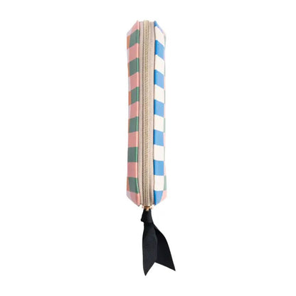 Slim Pencil / Makeup Case with Monochrome Stripe Lining