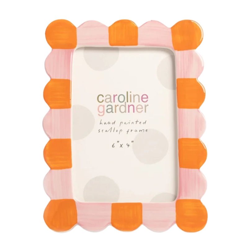 Stoneware Hand-Painted Colour Block Scalloped Photo Frame - 4x6