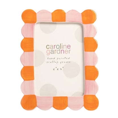Stoneware Hand-Painted Colour Block Scalloped Photo Frame - 4x6