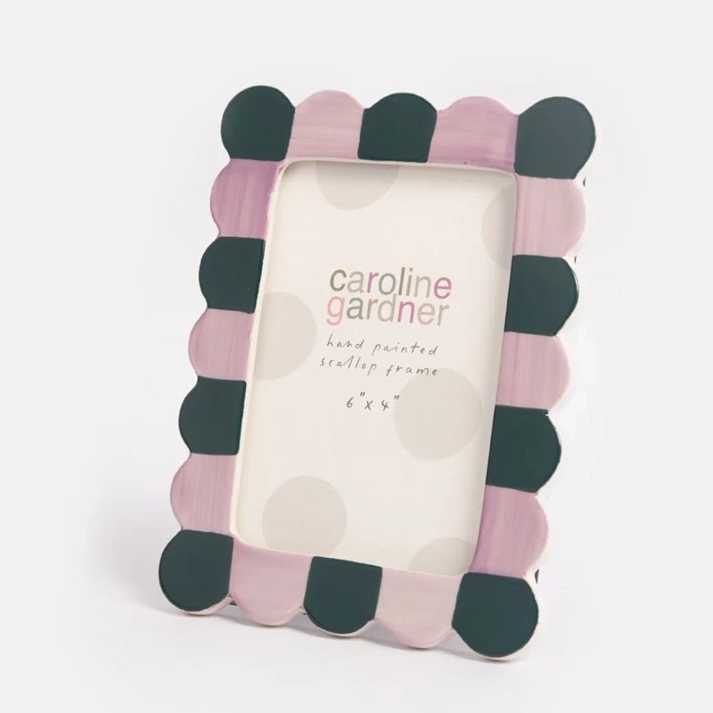 Stoneware Hand-Painted Colour Block Scalloped Photo Frame - 4x6