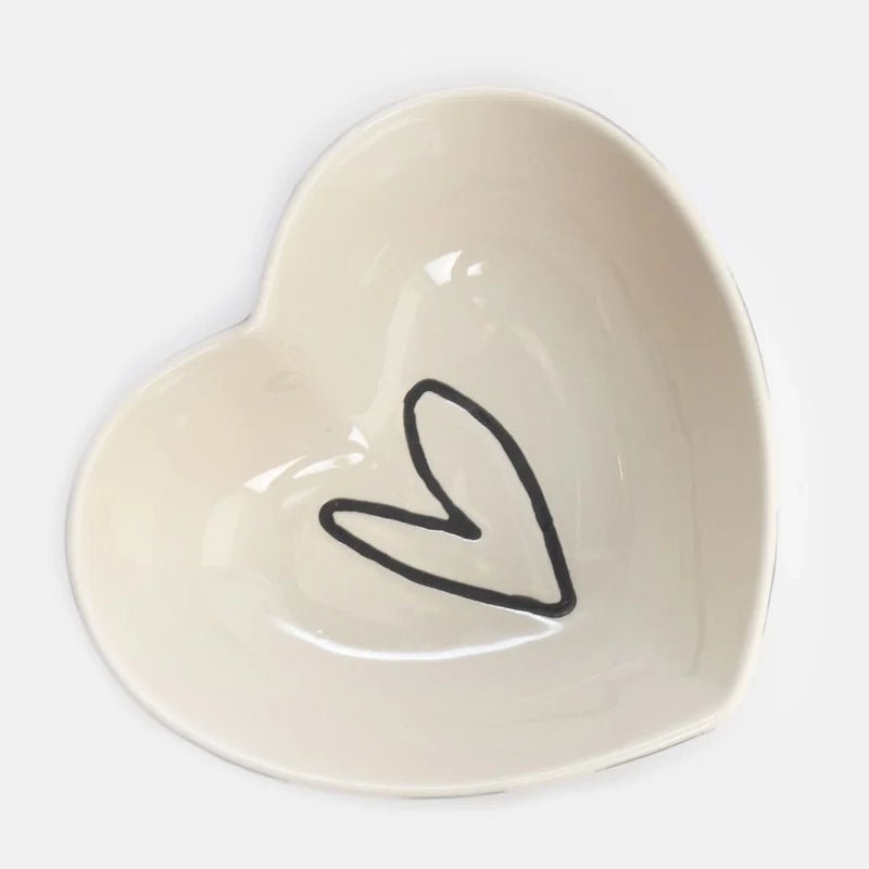 Stoneware Hand-Painted Heart Trinket Dish