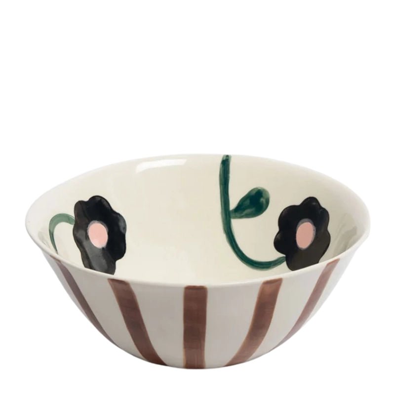 Stoneware Hand-Painted Medium Bowl for Cereal &amp; Salad