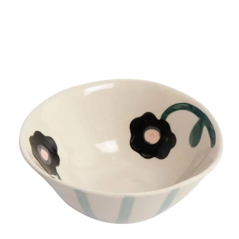 Stoneware Hand-Painted Round Bowl for Dips &amp; Snacks