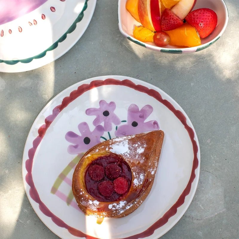 Stoneware Hand-Painted Side Plate for Cake &amp; Dessert - 20cm