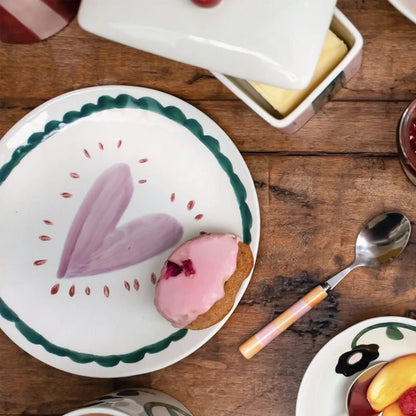 Stoneware Hand-Painted Side Plate for Cake &amp; Dessert - 20cm