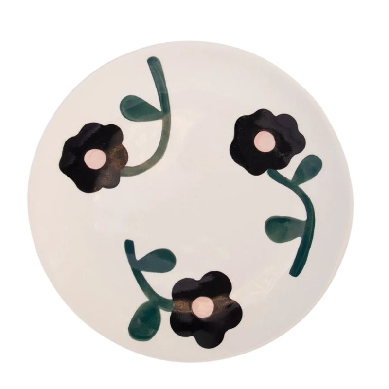 Stoneware Hand-Painted Side Plate for Cake &amp; Dessert - 20cm