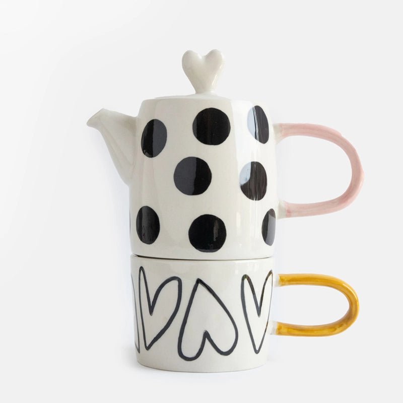 Tea For One Ceramic Teapot and Cup Set