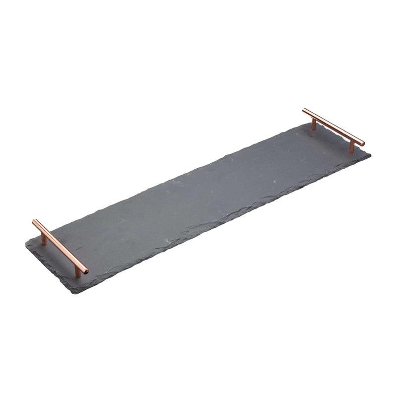 Ceramic Rectangle Serving Platter With Copper Handles - Waha Lifestyle