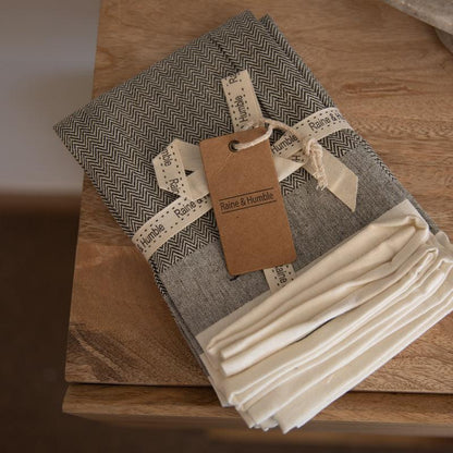 Cotton Herringbone Pattern Napkin Set - 4pcs - Waha Lifestyle