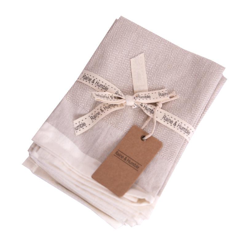 Cotton Herringbone Pattern Napkin Set - 4pcs - Waha Lifestyle