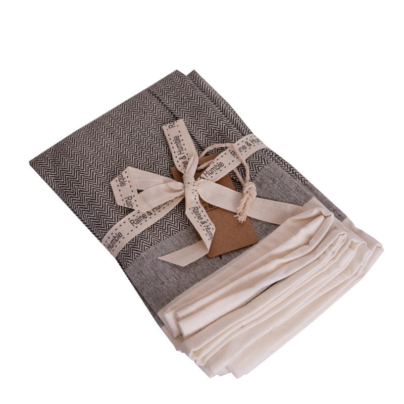 Cotton Herringbone Pattern Napkin Set - 4pcs - Waha Lifestyle