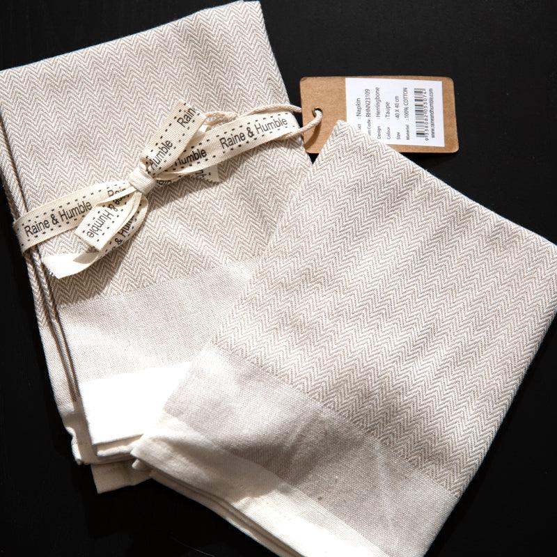 Cotton Herringbone Pattern Napkin Set - 4pcs - Waha Lifestyle