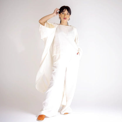 HAWA Cotton Kimono Kaftan Set - White - Waha Lifestyle